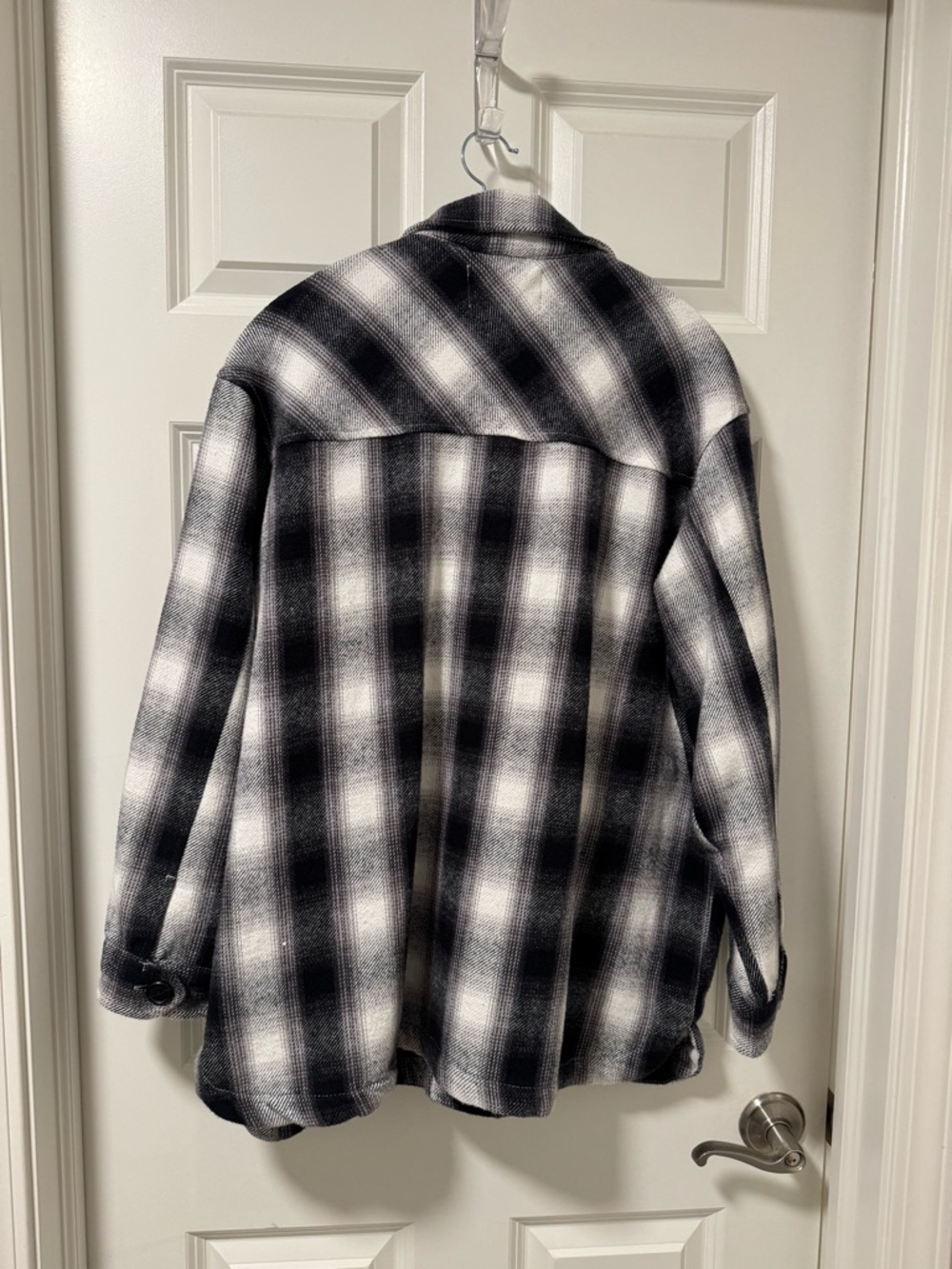 Lucky Brand Black & White Plaid Utility Jacket Shacket Women’s Large - Picture 4 of 6